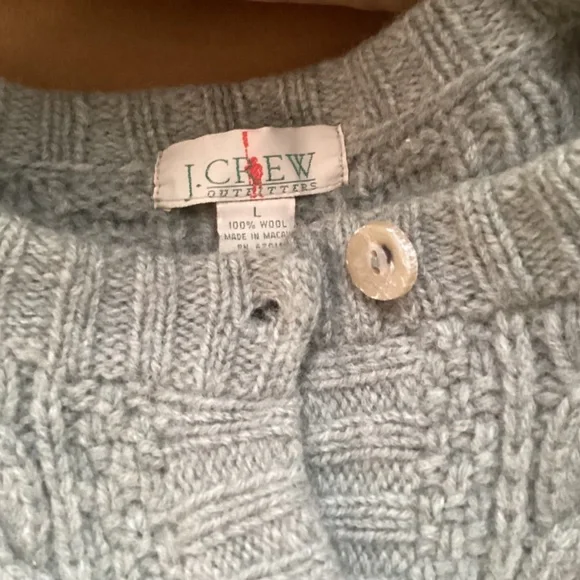 Vintage cropped all wool cable knit J Crew sweater..sage large - Picture 2 of 3